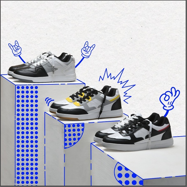 sneakers, casual sneakers, low top sneakers, skate shoes, court shoes, athletic shoes, street sneakers, new arrival, product launch, minimalist, modern typography, playful, energetic, blue, neutral, black
